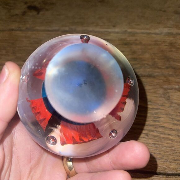 Hand Blown Glass Paperweight - Flower - Dichroic Acrylic - 3 inch - Picture 3 of 7